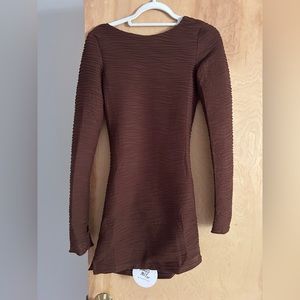 BROWN LONG SLEEVE OPEN BACK DRESS PRINCESS POLLY! Size 4!!